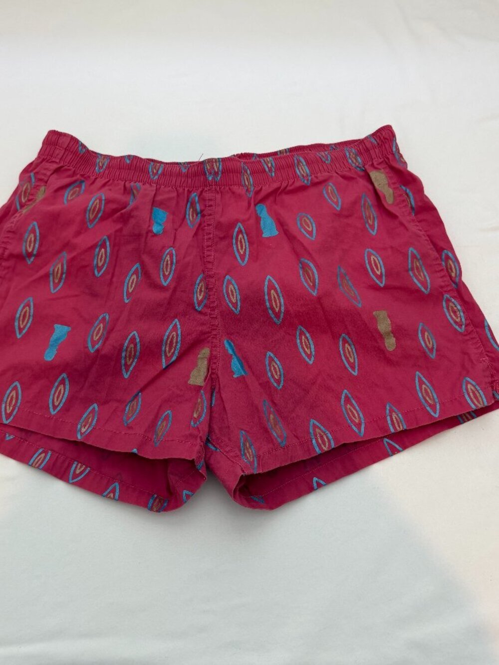 Vintage Reyn Spooner Water Colors Pink Hawaiian Swim Trunks Mens